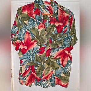 Tropical Floral Button-Up Shirt